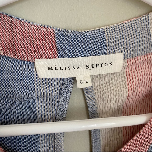 Melissa Nepton Striped Pally Dress 100% Cotton Size Large Canadian Designer - Picture 6 of 13